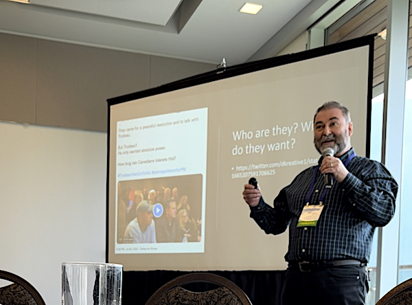 CEO of 76engage, Joseph Thornley, presenting at the IAP2 North American Conference in Banff last year. 